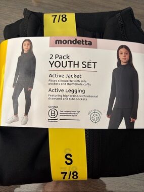 Mondetta Black Youth Active Legging - Pack of 2 Active Jacket and Active Legging